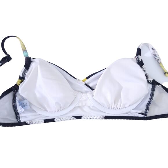 Lands' End Swimsuit Bikini Top 32B, 34A Black Yellow Floral, Underwire - Picture 3 of 6